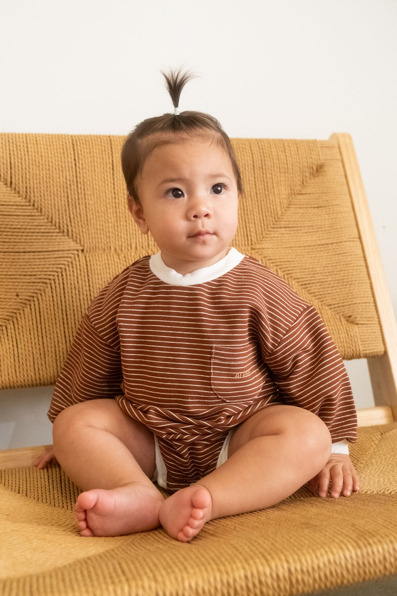 The Striped Romper - Chocolate