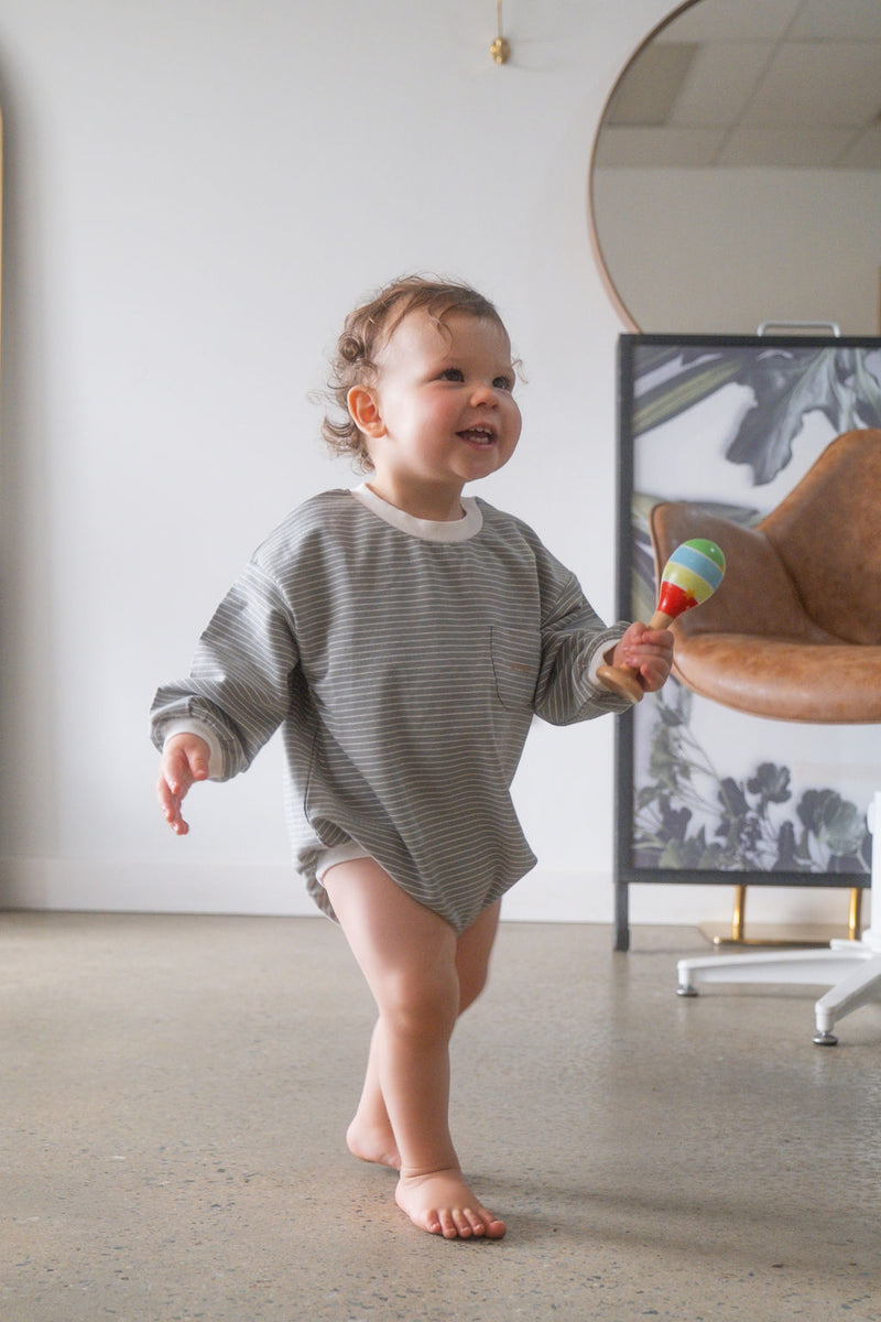 The Striped Romper - Pistachio