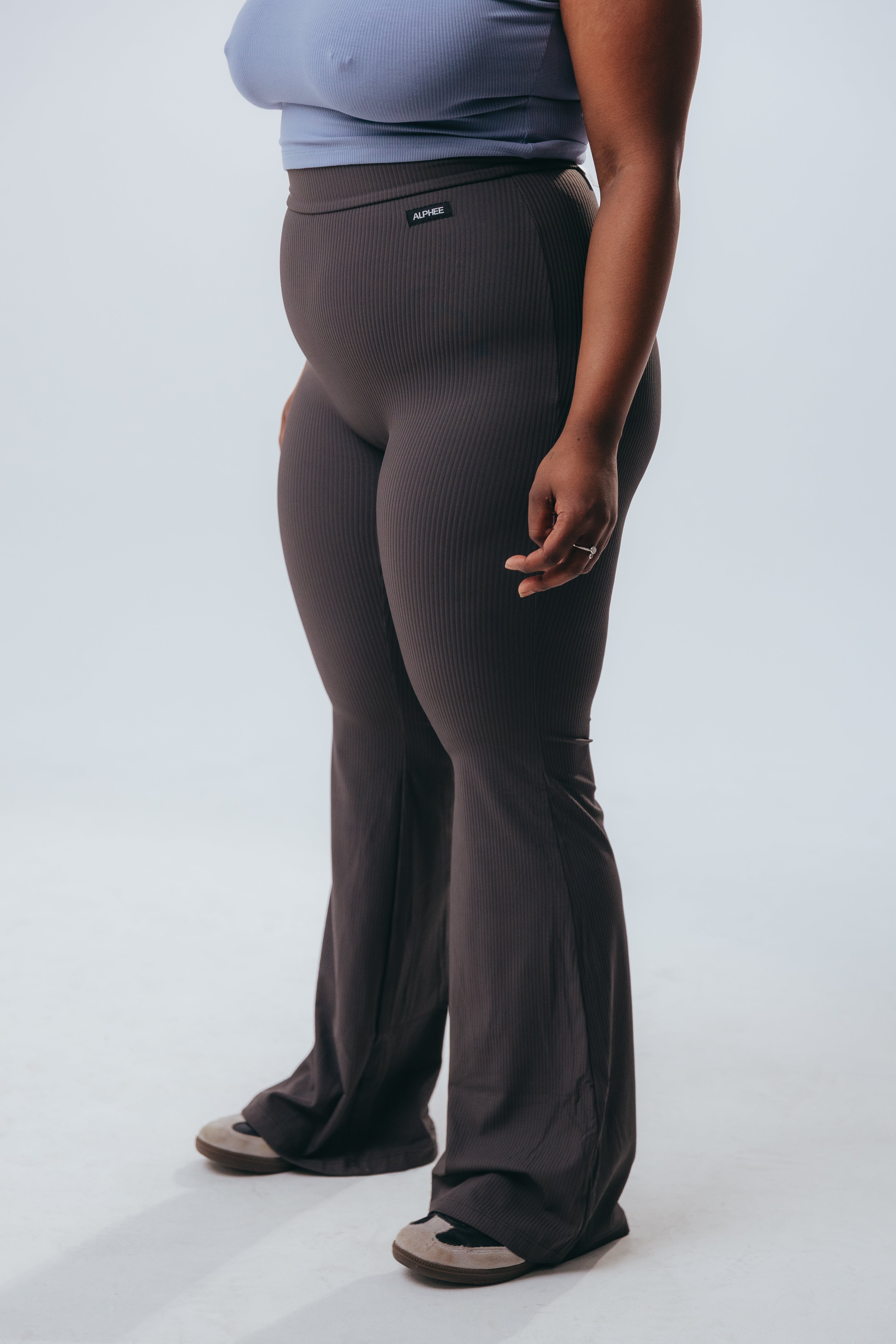 The Luxe Rib Flares - Grey – Alphee Official